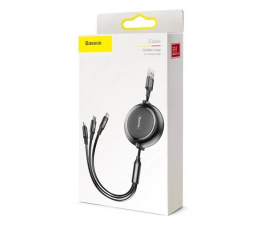 Дата кабель Baseus Golden Loop 3-in-1 (1.2m) Черный
