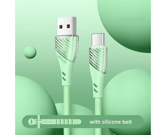 Дата кабель Usams US-SJ494 U65 Liquid Silicone USB to Type-C 3A 1m Зеленый