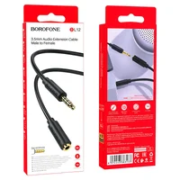 Аудио кабель Borofone BL12 3.5 audio extension cable Male to Female (1m) Черный