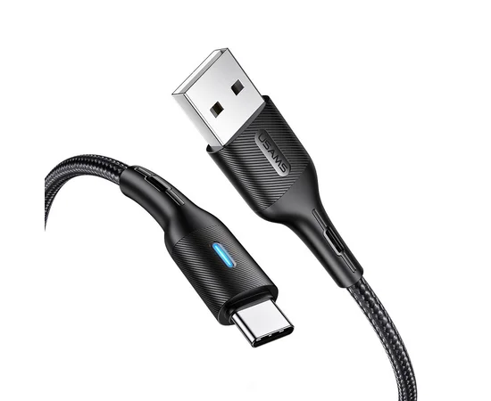 Дата кабель USAMS US-SJ460 U-Bob Series USB to Type-C Smart Power-off Cable (1.2m) Черный