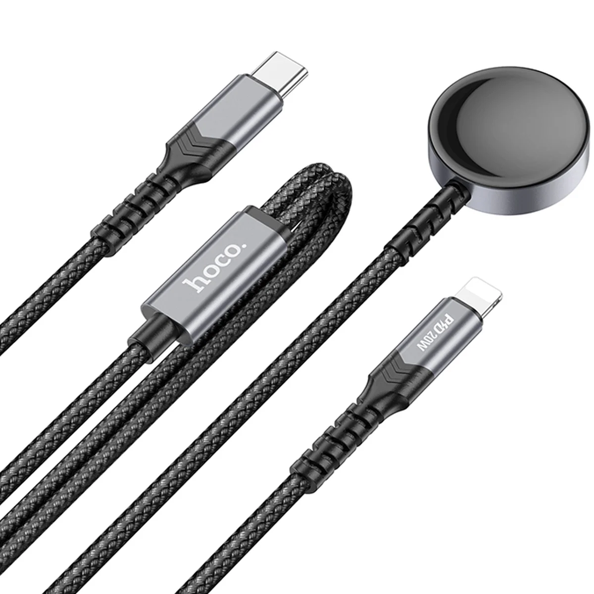 Дата кабель Hoco CW54 2in1 Type-C to iWatch/Lightning 2.5W (1.2m) Black