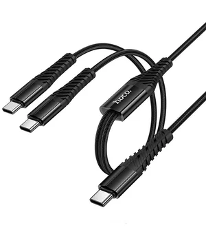 Дата кабель Hoco X123 Victory 2in1 Type-C to Type-C/Type-C 3A (1m) Black Дата кабель Hoco X123 Victory 2in1 Type-C to Type-C/Type-C 3A (1m) Black