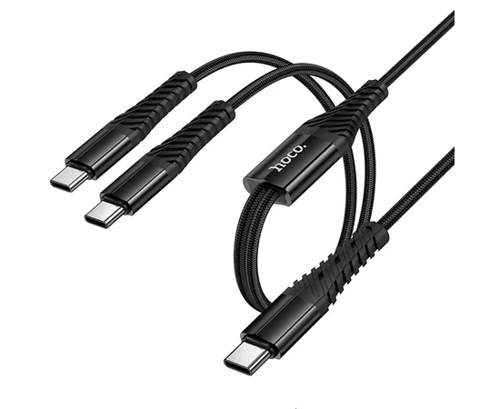 Дата кабель Hoco X123 Victory 2in1 Type-C to Type-C/Type-C 3A (1m) Black