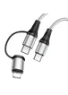 Дата кабель Hoco X50 2 in 1 Exquisito PD 60W Type-C to Lightning/Type-C 3A (1m) Серый