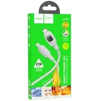 Дата кабель Hoco U124 Stone silicone power-off Type-C to Lightning Gray