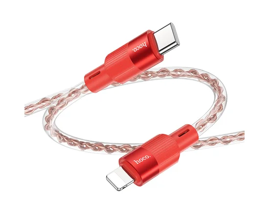 Дата кабель Hoco X99 Crystal Junction PD 27W Type-C to Lightning (1.2m) Red