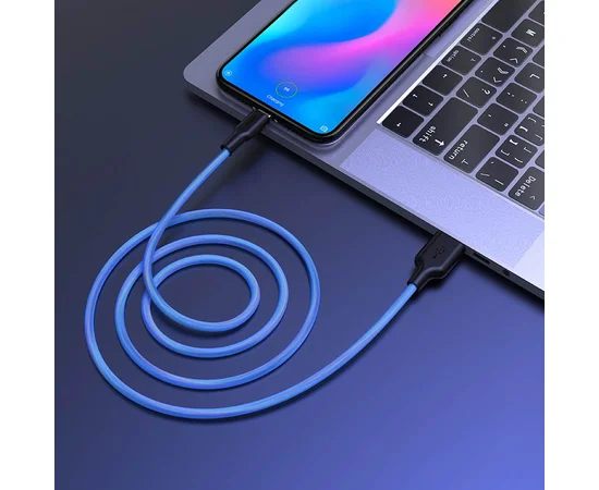Дата кабель Hoco X21 Plus Silicone Type-C Cable (2m) Black / Blue