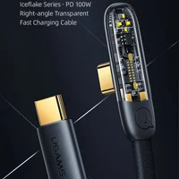 Дата кабель USAMS US-SJ587 Type-C to Type-C PD 100W Right-angle (2m) Black