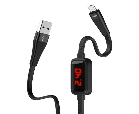 Дата кабель Hoco S4 "With Timer" USB to MicroUSB (1.2m) Черный