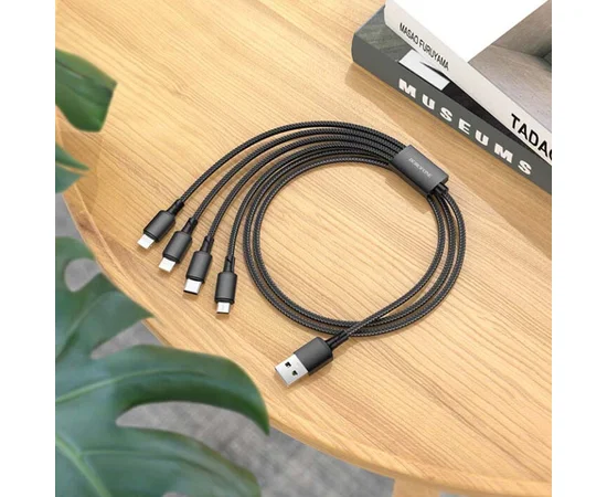Дата кабель Borofone BX72 USB to 4in1 (Lightning/Lightning/MicroUSB/Type-C) (1m) Черный