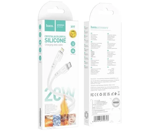 Дата кабель Hoco X97 Crystal color Type-C to Lightning 20W (1m) White