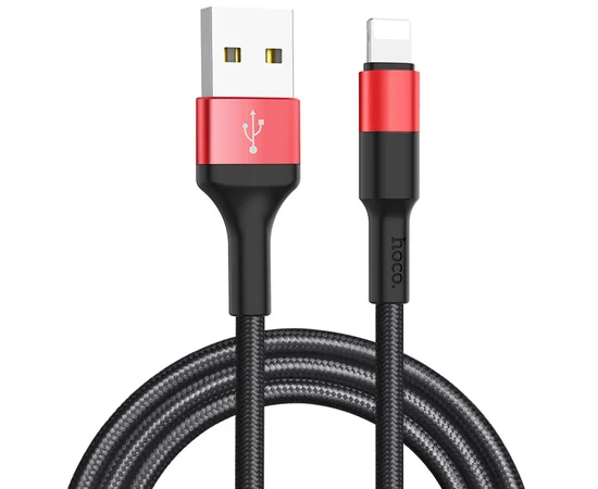 Дата кабель Hoco X26 Xpress Lightning Cable (1m) Черный / Красный