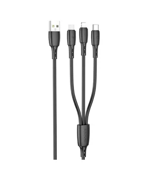 Дата кабель Borofone BX71 USB to 3in1 (1m) Черный