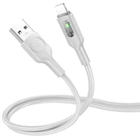 Дата кабель Hoco U120 Transparent explore Intelligent power-off USB to Lightning (1.2m) Gray