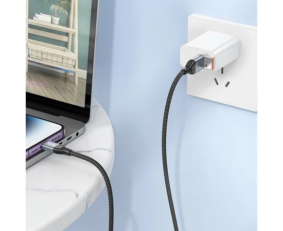 Дата кабель Hoco U128 Viking 2in1 USB/Type-C to Lightning (1m) Black