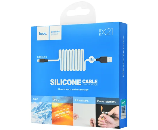 Дата кабель Hoco X21 Silicone Lightning Cable (1m) black_white