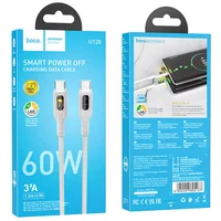 Дата кабель Hoco U120 Transparent explore intelligent power-off PD 60W Type-C to Type-C (1.2m) Gray