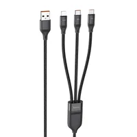 Дата кабель Hoco U104 Ultra 6A 3in1 Lightning -MicroUSB-Type-C (1.2m) Черный