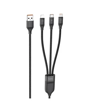 Дата кабель Hoco U104 Ultra 6A 3in1 Lightning -MicroUSB-Type-C (1.2m) Черный