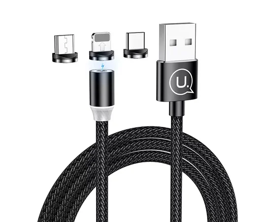 Дата кабель Usams US-SJ438 U-Sure Magnetic 3in1 Combo (1m) Черный