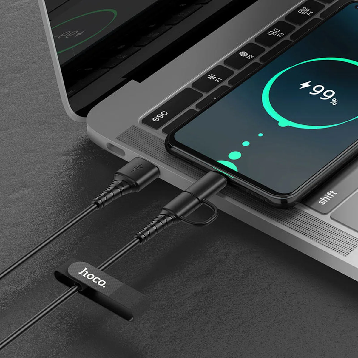 Дата кабель Hoco X54 Cool dual 2in1 USB to MicroUSB-Type-C (1m) Чорний