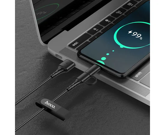 Дата кабель Hoco X54 Cool dual 2in1 USB to MicroUSB-Type-C (1m) Черный