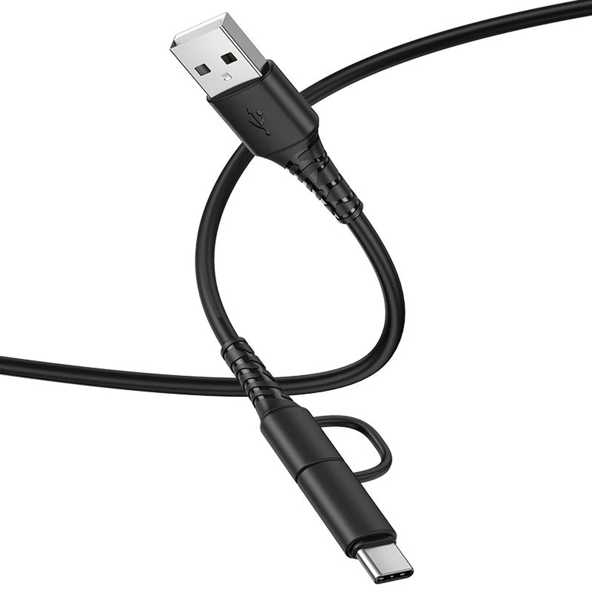 Дата кабель Hoco X54 Cool dual 2in1 USB to MicroUSB-Type-C (1m) Чорний