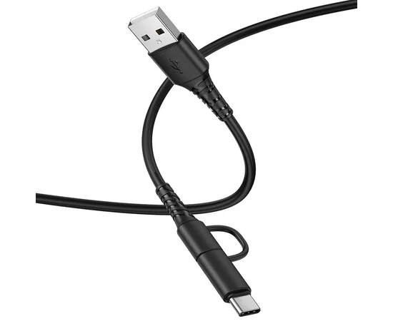 Дата кабель Hoco X54 Cool dual 2in1 USB to MicroUSB-Type-C (1m) Черный