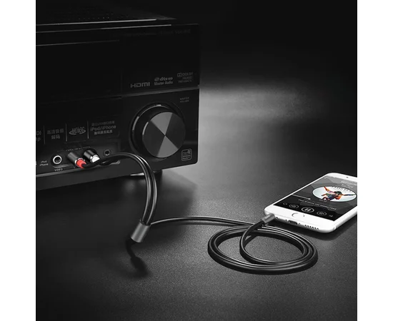 Аудио кабель Aux Hoco UPA10 Lotus Double RCA Audio 3.5 mm (1,5м) Серый