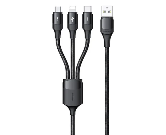 Дата кабель Usams US-SJ515 U73 3IN1 Aluminum Alloy Cable 1.2m Черный