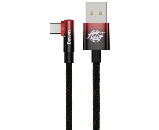 Дата кабель Baseus MVP 2 Elbow-shaped USB to Type-C 100W (2m) (CAVP000520) Black / Red