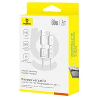 Дата кабель Baseus Versatile Two-for-Two USB/Type-C to Type-C/Lightning 60W (2m) (P10383000) Moon White