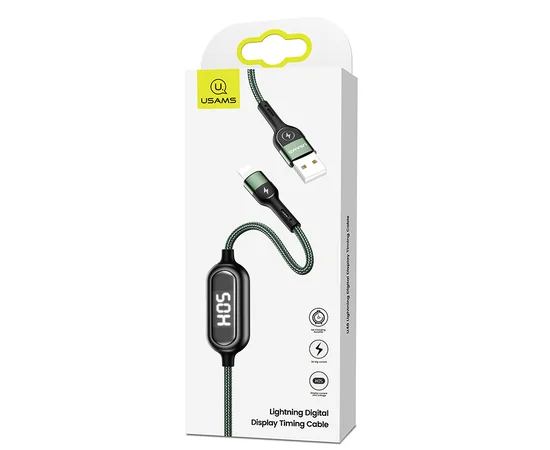 Дата кабель Usams US-SJ423 U48 Digital Display USB to Lightning (1.2m) Зеленый
