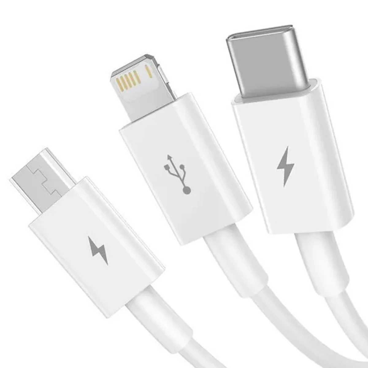 Дата кабель Baseus Superior Series USB to MicroUSB-Lightning-Type-C 3.5A (1.5m) (CAMLTYS) Stellar White