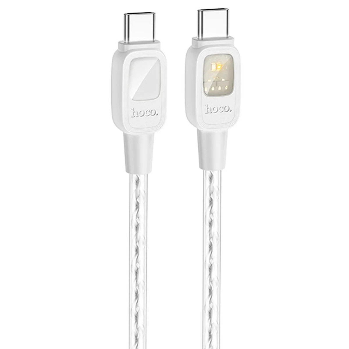 Дата кабель Hoco U124 Stone silicone power-off 60W Type-C to Type-C Gray