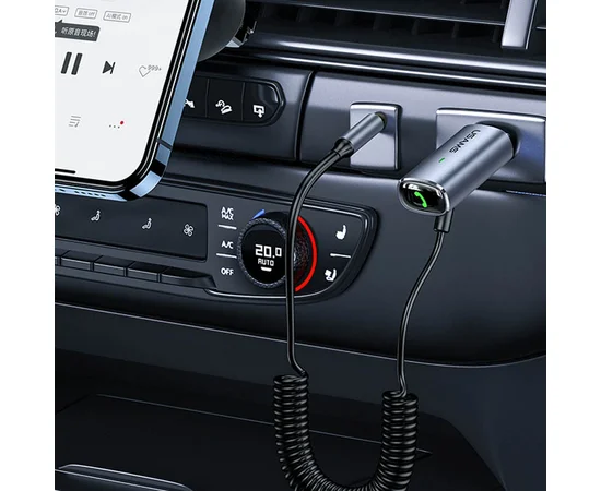 Bluetooth ресивер USAMS US-SJ504 Aluminum Alloy Car Wireless Audio Receiver BT 5.0 Серебряный / Красный