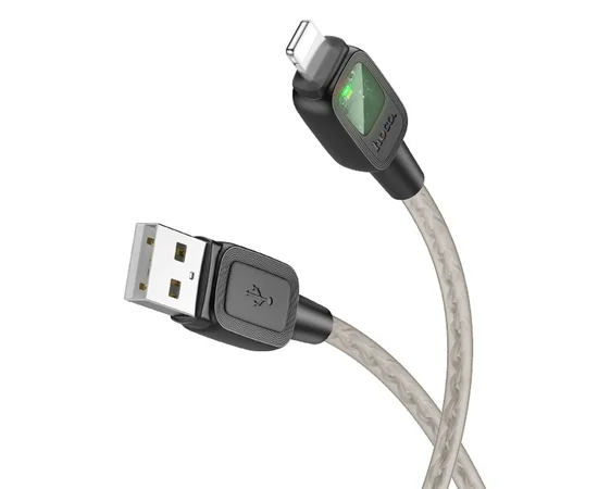 Дата кабель Hoco U124 Stone silicone power-off USB to Lightning Black