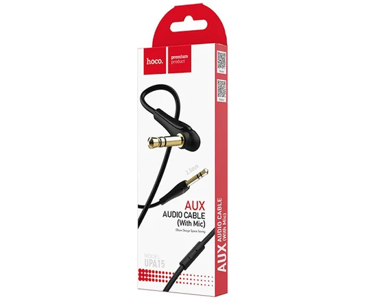 Аудио кабель Aux Hoco UPA15 With Mic (1m) Черный