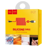 Дата кабель Hoco X21 Silicone MicroUSB Cable (1m) Черный / Красный