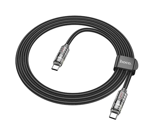 Дата кабель Hoco U122 Lantern Transparent Discovery Edition Type-C to Type-C 60W Black