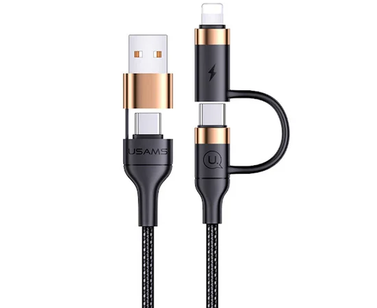 Дата кабель Usams US-SJ483 U62 USB + Type-C to Type-C + Lightning PD (1.2m) Черный