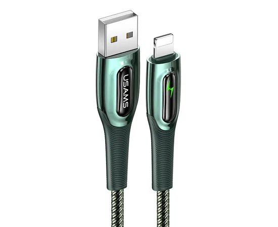 Дата кабель USAMS US-SJ469 Raydan Series USB to Lightning Smart Power-off Cable (1.2m) Темно-зеленый