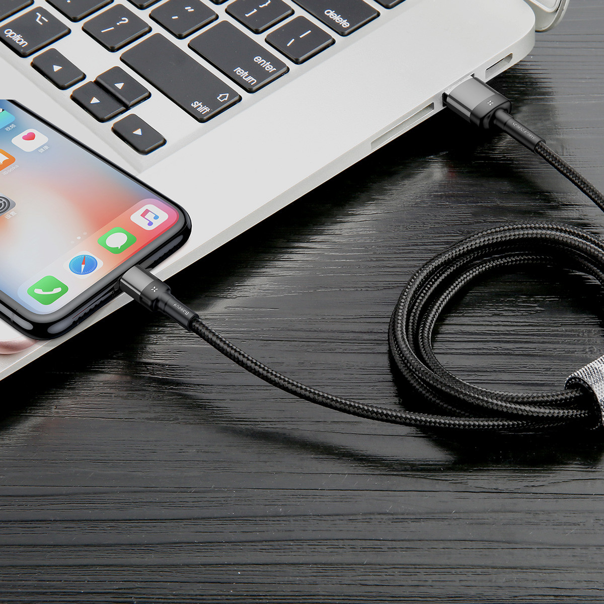 Дата кабель Baseus Cafule Lightning Cable Special Edition 2.4A (1m) (CALKLF) Серый