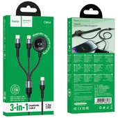 Дата кабель Hoco CW64 3in1 Type-C to iWatch/Lightning/Type-C 15W (1.2m) Black