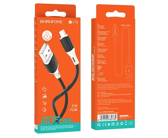 Дата кабель Borofone BX79 USB to MicroUSB (1m) Черный
