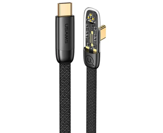Дата кабель USAMS US-SJ587 Type-C to Type-C PD 100W Right-angle (2m) Black