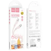 Дата кабель Hoco X97 Crystal color Type-C to Type-C 60W (1m) Light pink