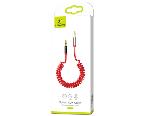 Аудио кабель Usams US-SJ256 Spring (1.2m) Красный