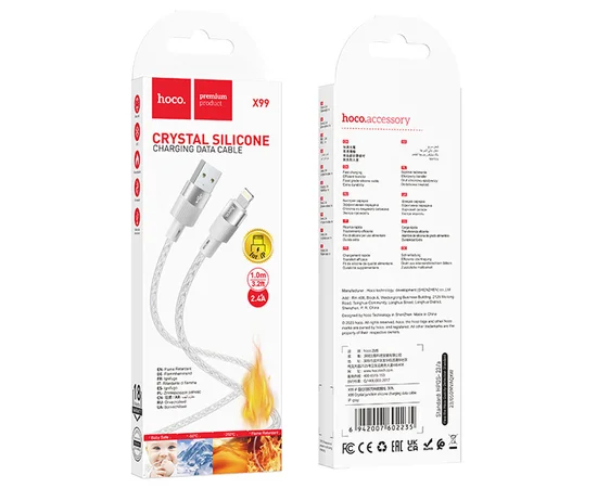 Дата кабель Hoco X99 Crystal Junction USB to Lightning (1.2m) Gray