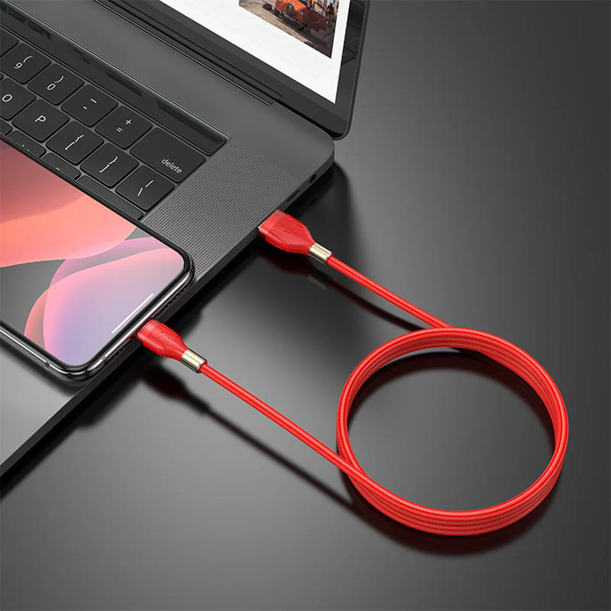 Дата кабель Hoco U92 "Gold collar" Lightning (1.2 m) Красный